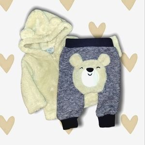 💥4/$25 🐻 Rene Rofe Bear Hoodie & Matching Pants Size 3-6M
